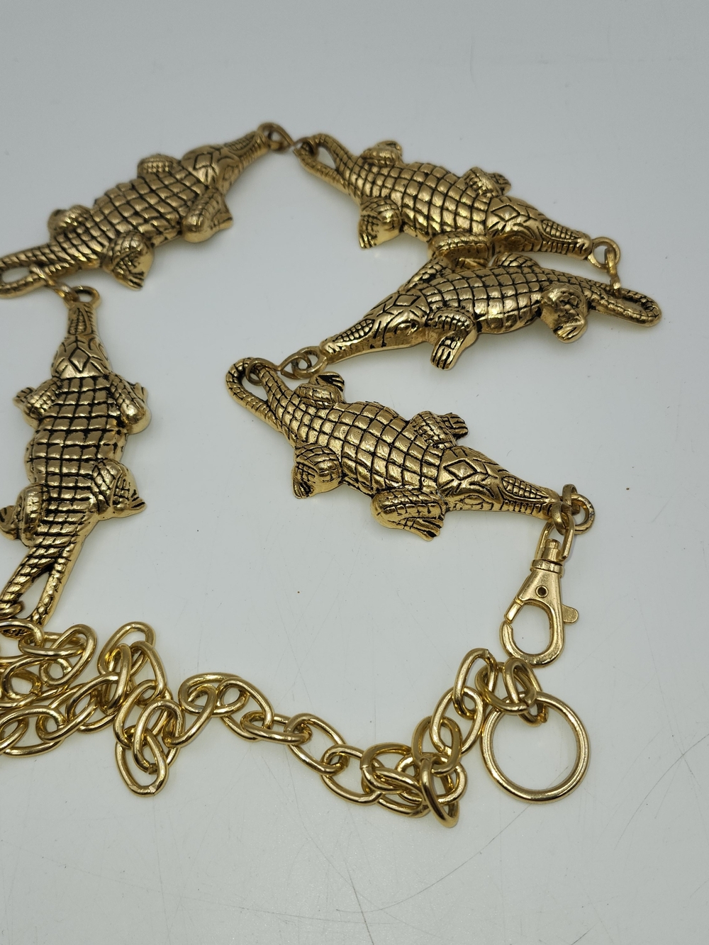 41" Womens Belt Women Gold Metal Chain Adjustable Hip Waist Crocodile Alligator